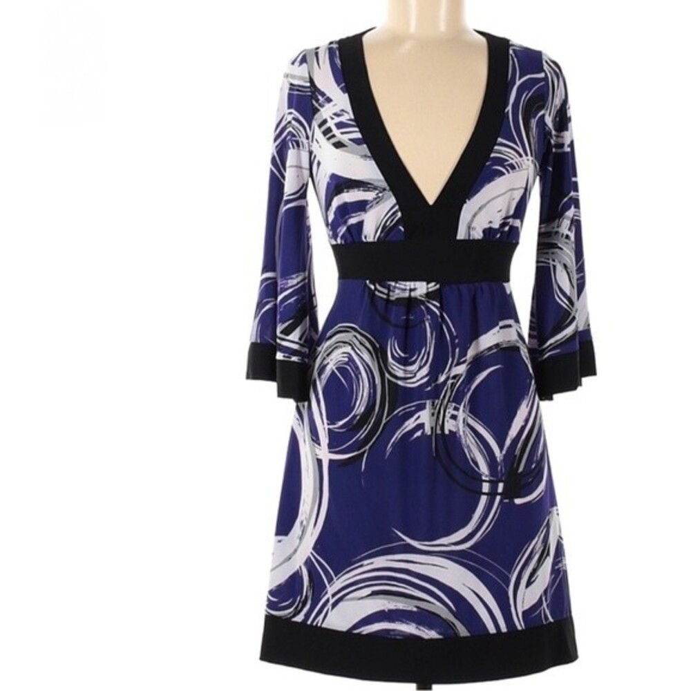 Purple black and white swirl kimono dress size medium